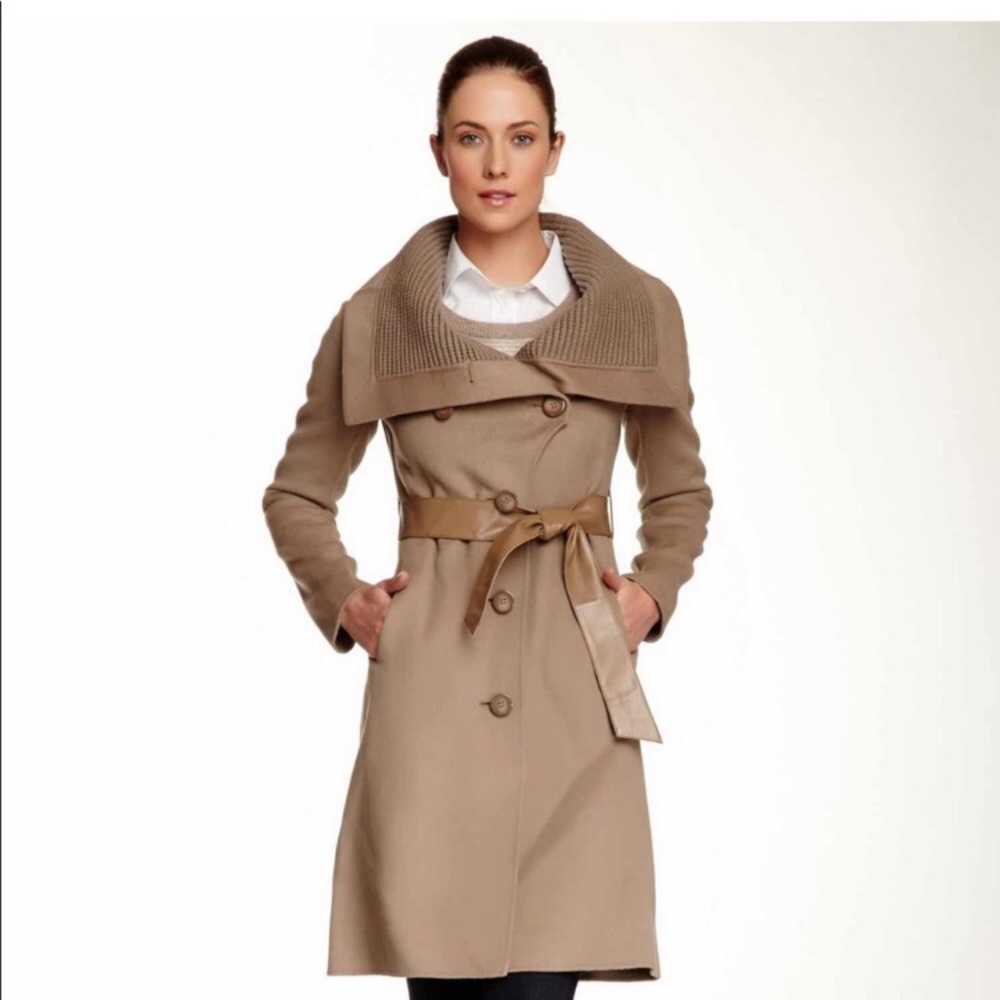 Mackage wool and leather trim shell coat